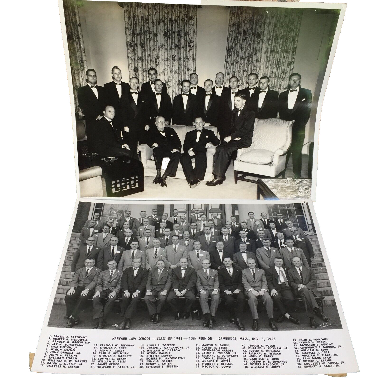 1958 Photo Harvard University Class 1943 15th Year Reunion Famous Alumni 10x13.5