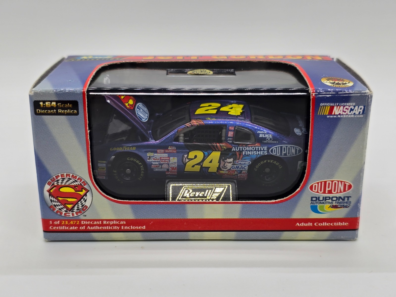 1999 Revell Collection Jeff Gordon Superman 1/64 NASCAR Replica COA included