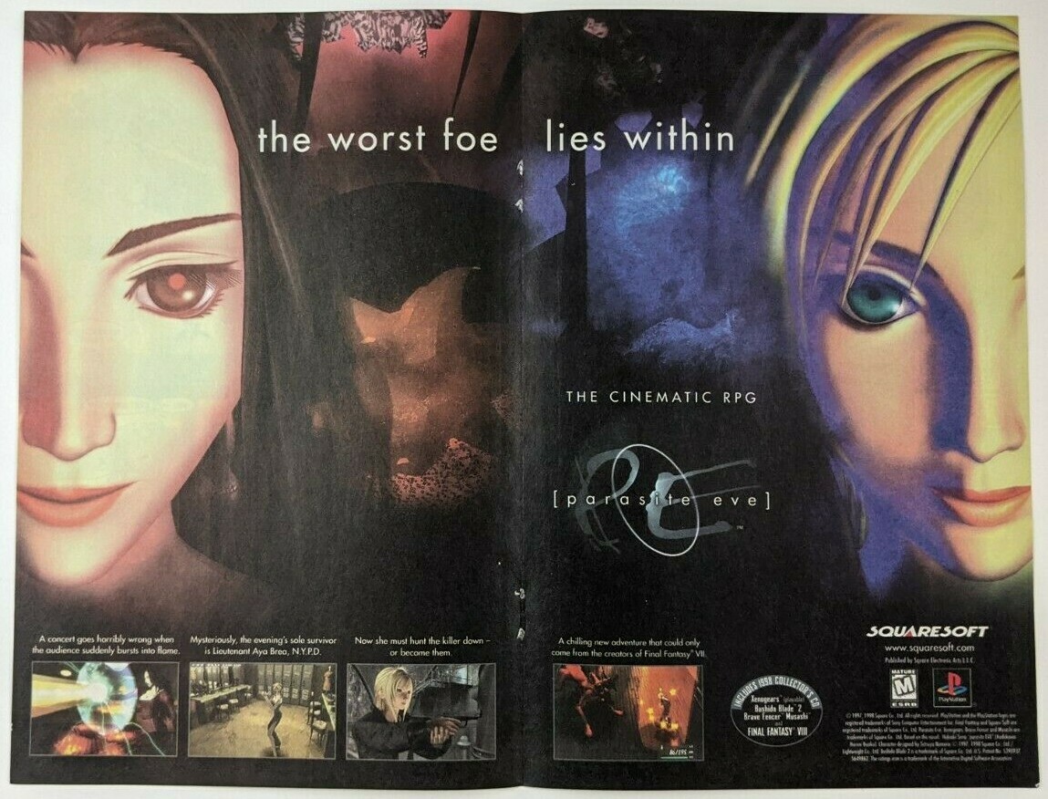 Parasite EVE Print Ad Game Poster Art PROMO Original RPG PlayStation PS1 Advert