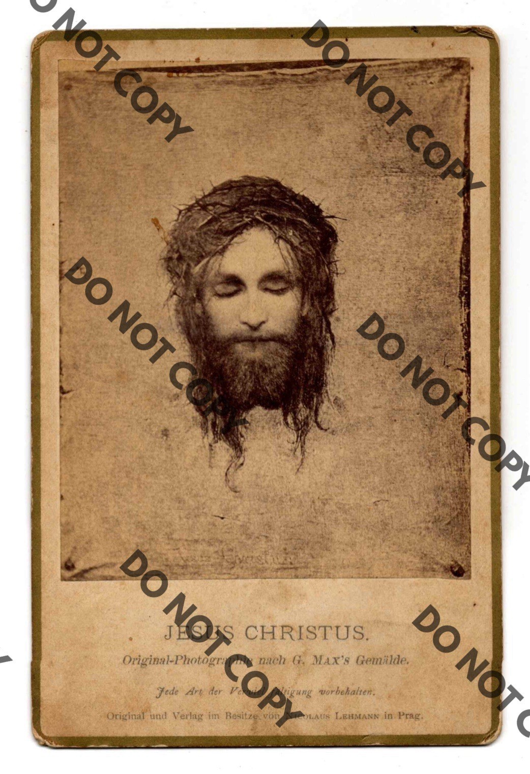RARE c. 1880 JESUS CHRISTUS CHRIST GABRIEL MAX GREAT PICTURE CABINET CARD PHOTO