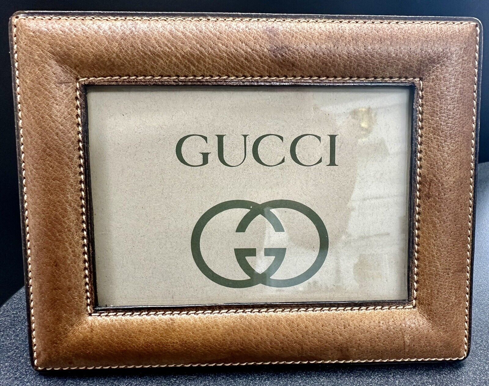 Brown Leather Vintage Gucci Picture Frame