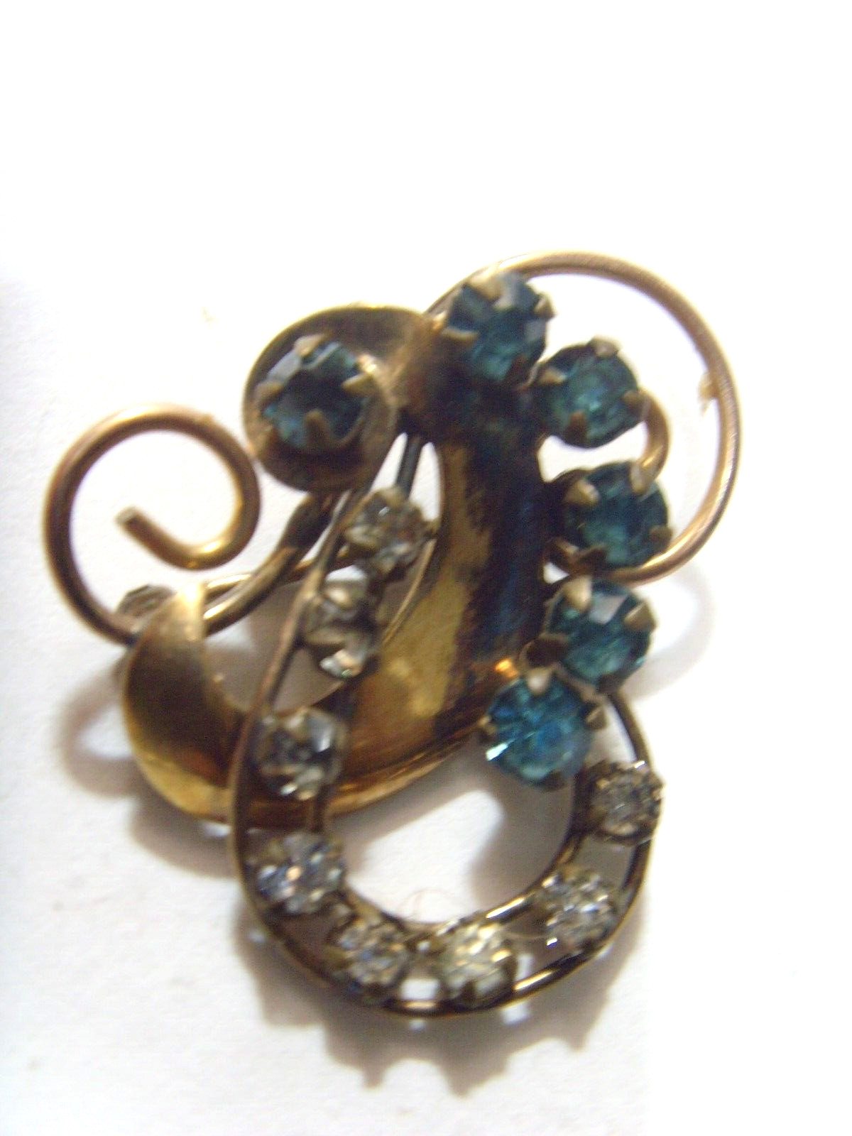 1940s antique 12k gold filled Tru Kay prong set Diamante gems brooch 53651
