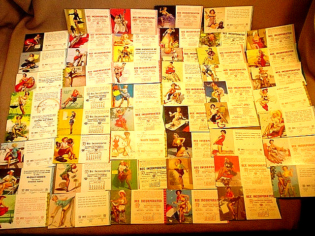 (53) VTG 1940's 50'S PINUP GIRL GIRLY INK  ADV. BLOTTERS~BEE INCORP. AUTO EQUIP.