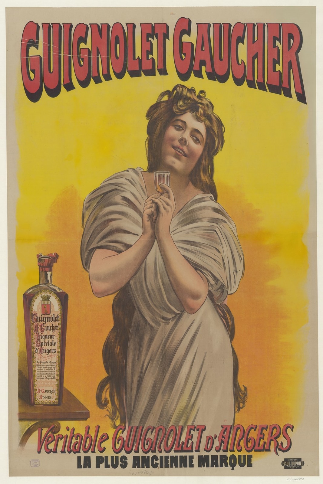 🍷 Guignolet Gaucher Vintage Ad Poster - 24x36” Retro 🤩 - Premium Matte Paper