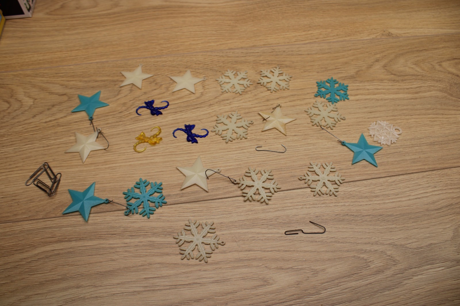 21 Vintage Plastic Christmas Ornament Lot Stars Snowflakes Retro Holiday Decor
