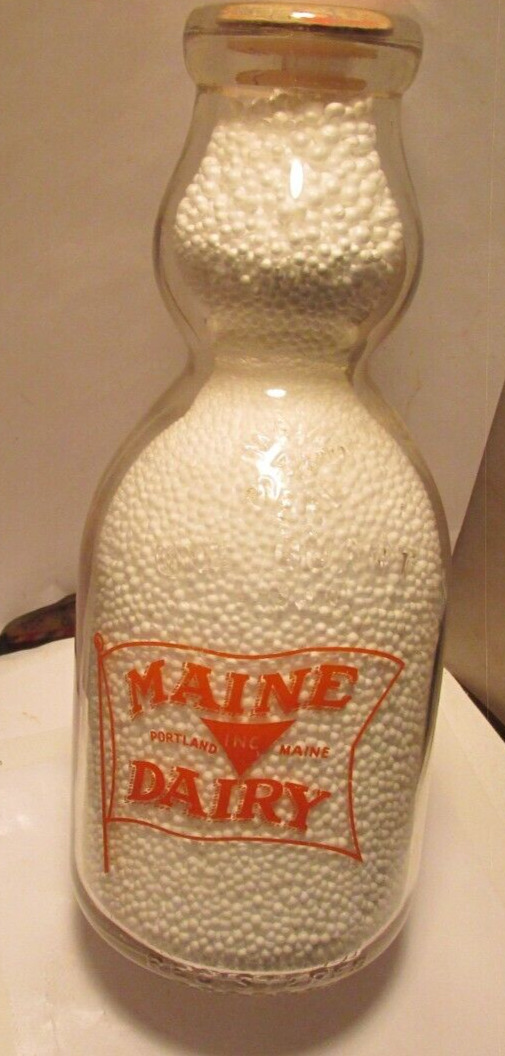 vintage pyro creamtop milk botte Maine Dairy Porland,Maine -the cream pours off