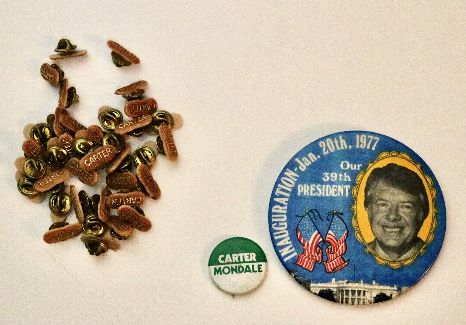 President JIMMY CARTER vintage political pin badge lot set PEANUT Inauguration 