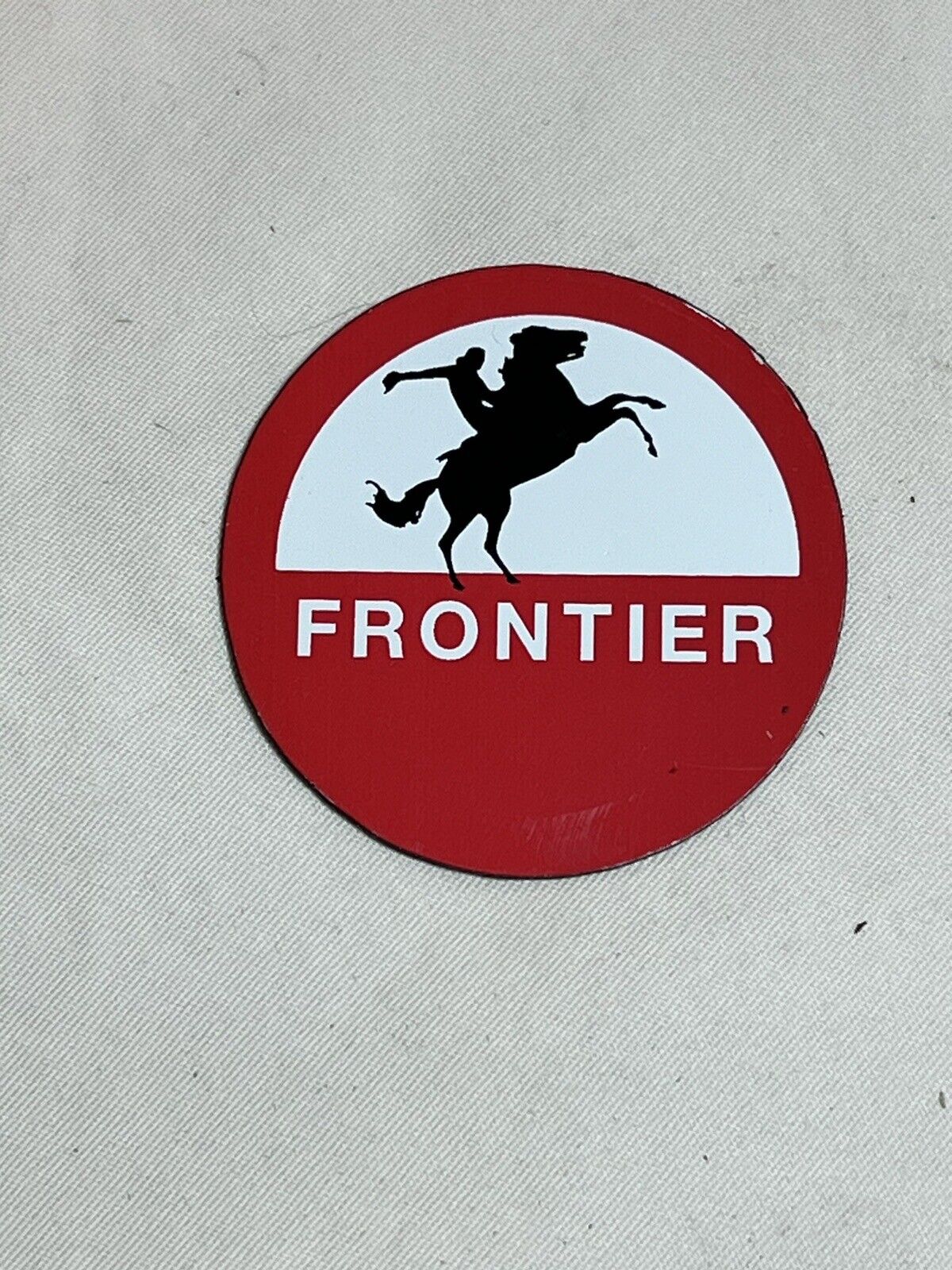 Vintage Frontier Rarin’ To Go Gasoline Fridge Magnet 2”