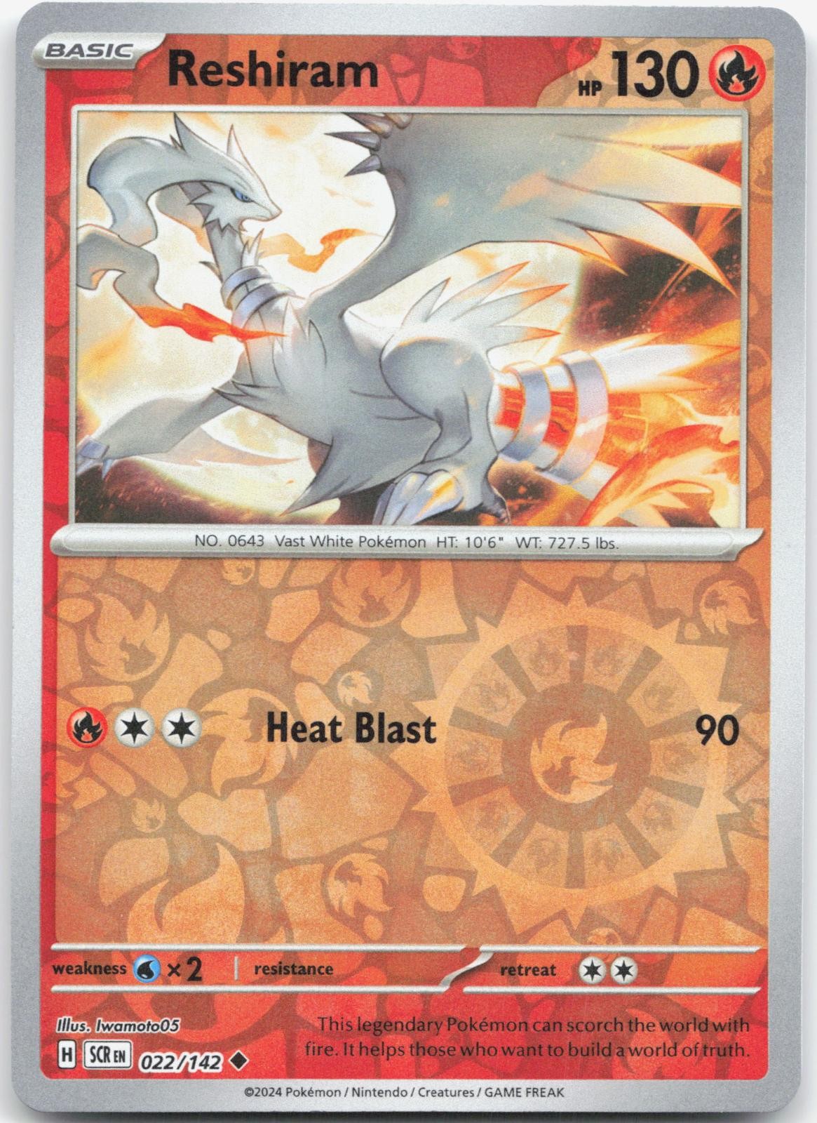 RESHIRAM 22/142 Stellar Crown Pokemon Reverse Holo Uncommon Near Mint RESHIRAM 22/142 Stellar Crown Pokemon Reverse Holo Uncommon Near Mint