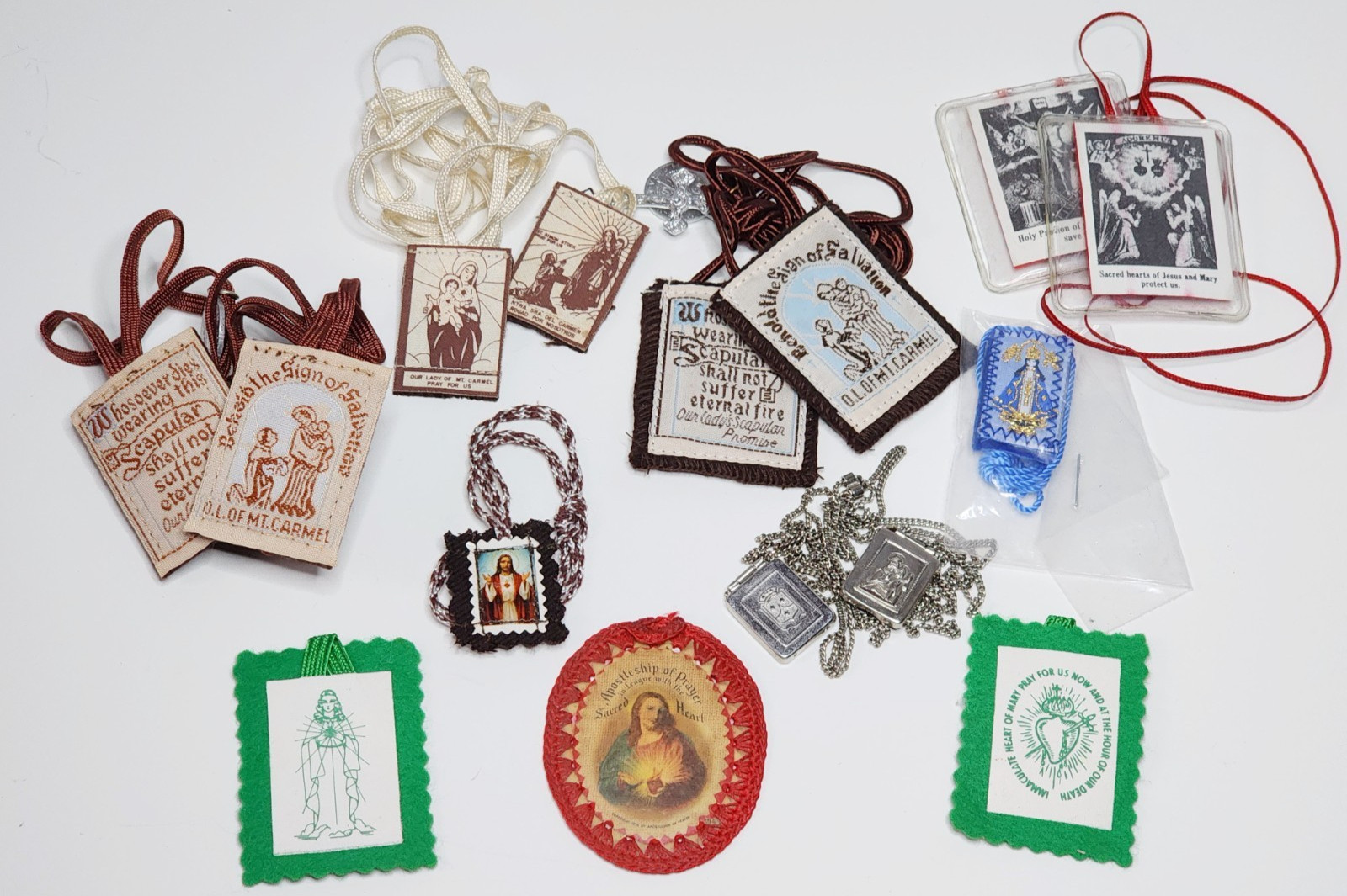 Vintage Catholic Pocket Shrine Scapular Apostleship of Prayer Lot of 10