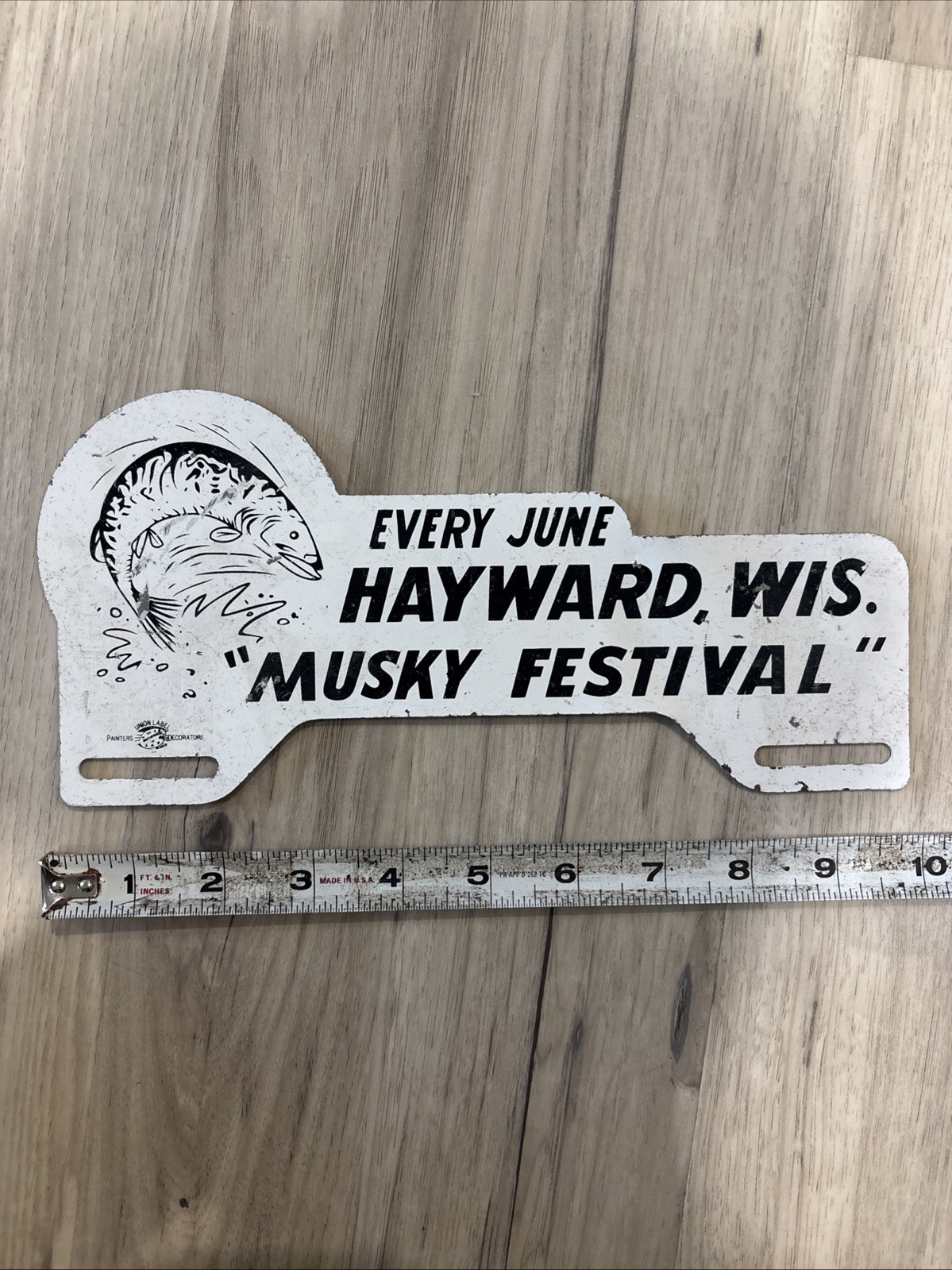 Vintage Hayward Wisconsin Musky Festival License Plate Topper