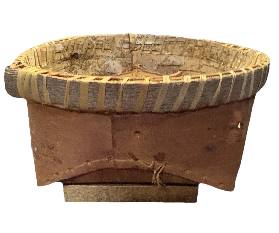 Vintage Handcrafted Birch Bark Basket Native American Rustic Lodge Country Decor