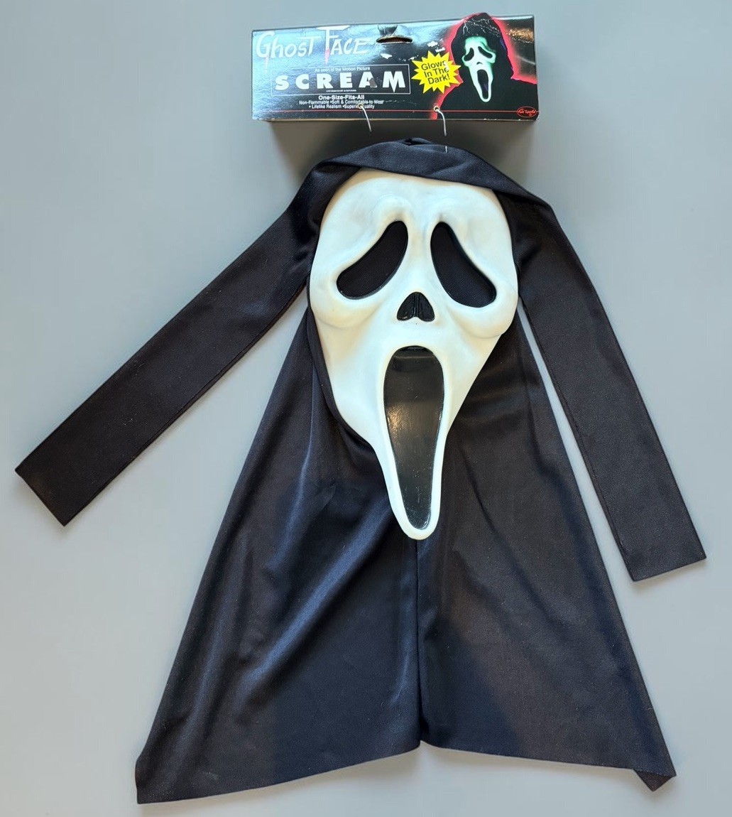 NWT NOS 1997 Easter U Fun World DIV Ghost Face Scream Mask On Card Vintage