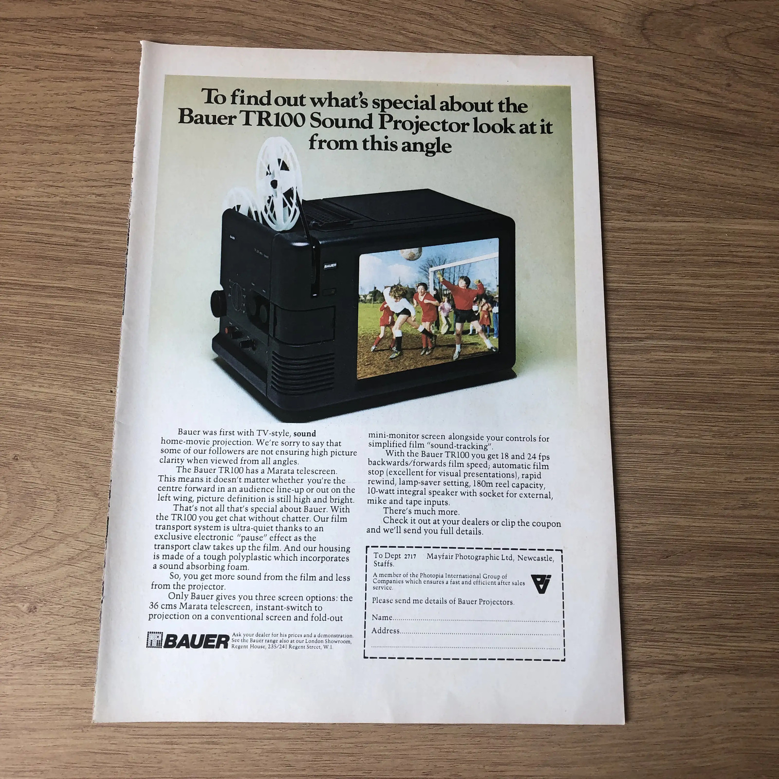 CAMS33 MAGAZINE ADVERT 11X8 THE NEW BAUER TR100 SOUND PROJECTOR