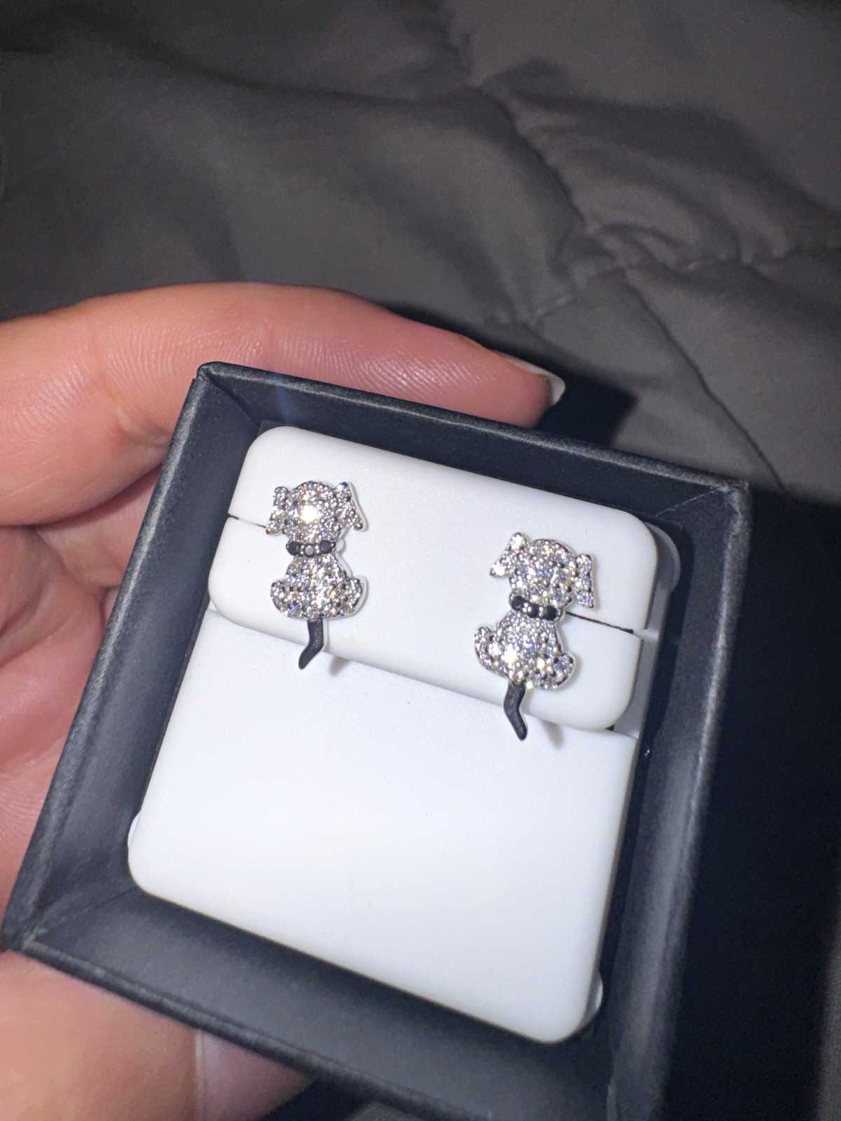 Disney Silver-Tone Bear Stud Earrings w/ Clear Rhinestones in Gift Box