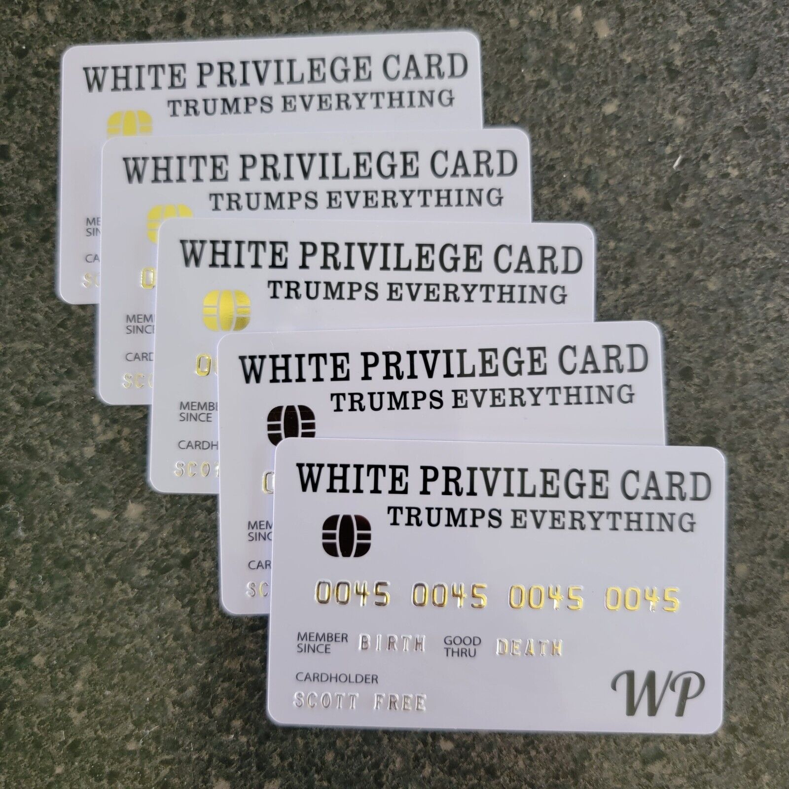 W. Whit Privilege Card Novelty Joke Credit Card  X5 Trump #45