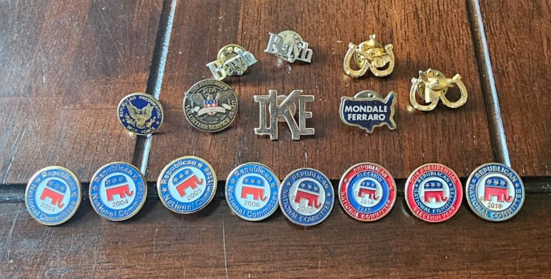 Political Pin Lot Republican National Committee Eisenhower Mondale