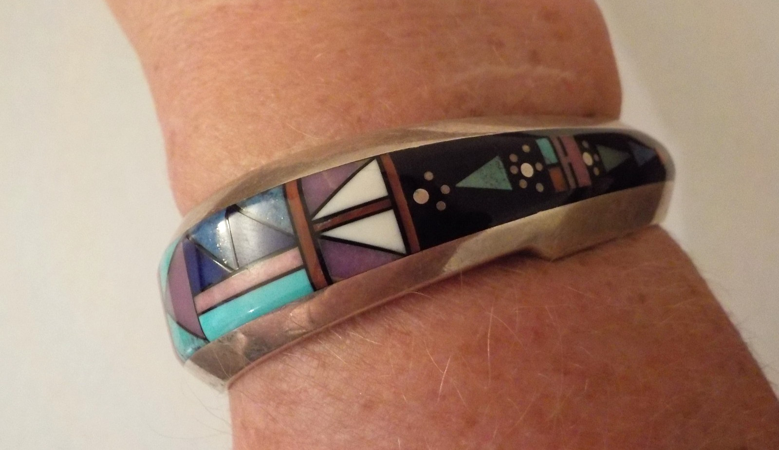 LOVELY Jim Harrison, Navajo, Multistone Sterling Silver Cuff Bracelet, 45 grams