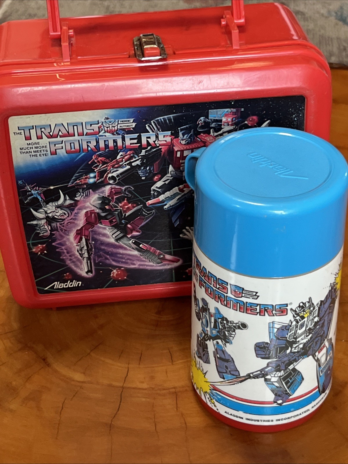 Transformers Plastic Lunchbox W/Thermos COMPLETE Aladdin 1986 Vintage Transformers Plastic Lunchbox W/Thermos COMPLETE Aladdin 1986 Vintage