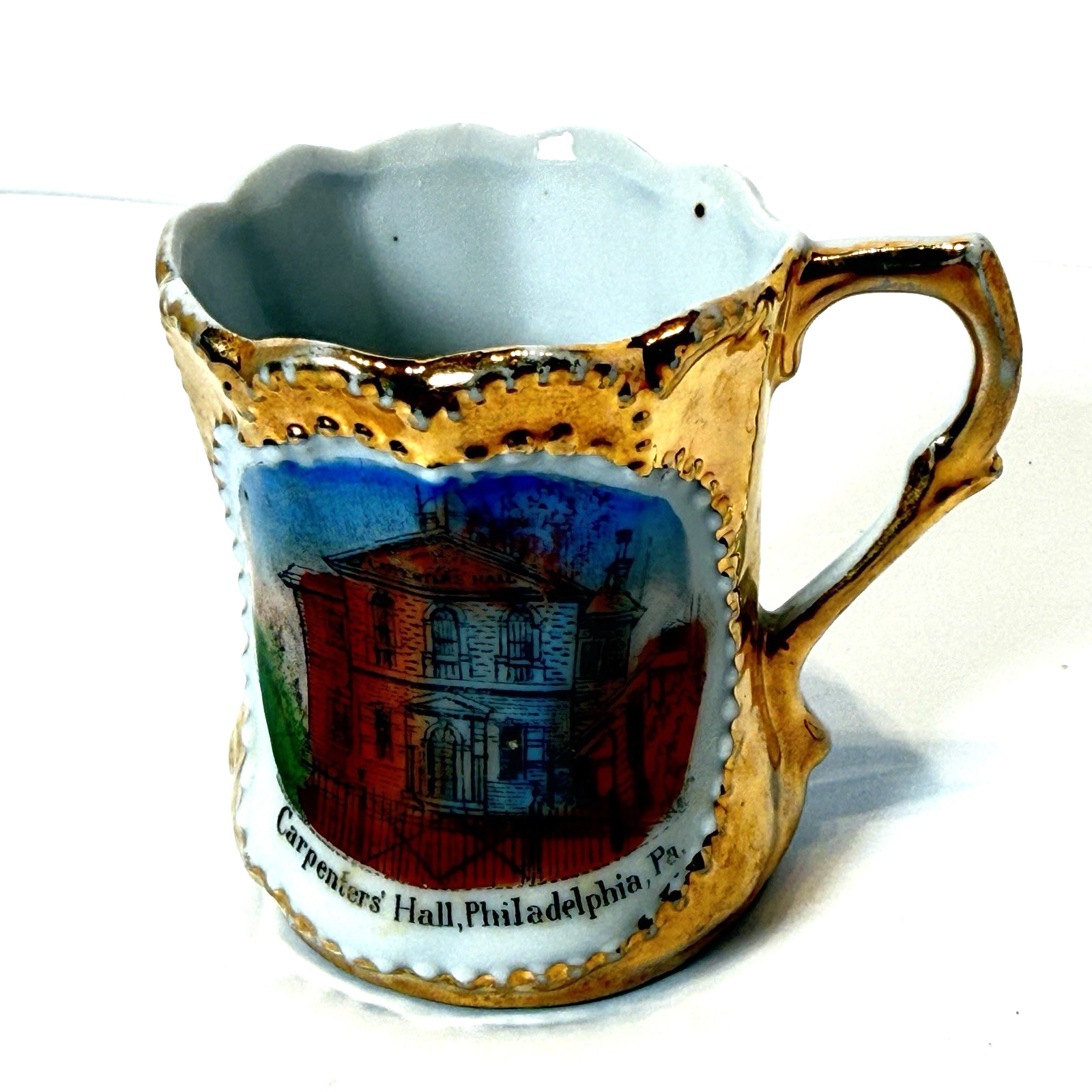 PHILADELPHIA Pennsylvania PA Antique CARPENTERS HALL Souvenir GOLD TRINKET CUP PHILADELPHIA Pennsylvania PA Antique CARPENTERS HALL Souvenir GOLD TRINKET CUP