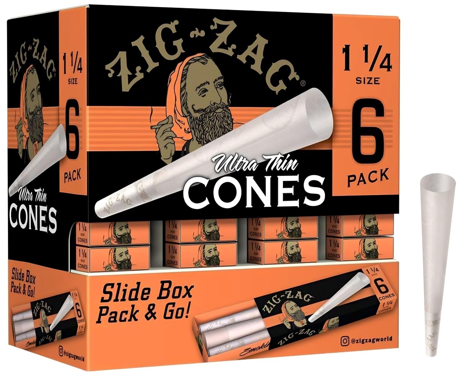 Zig Zag 1 1/4 Pre-Rolled Cones 216 Count Ultra Thin Natural Flax Paper Zig Zag 1 1/4 Pre-Rolled Cones 216 Count Ultra Thin Natural Flax Paper