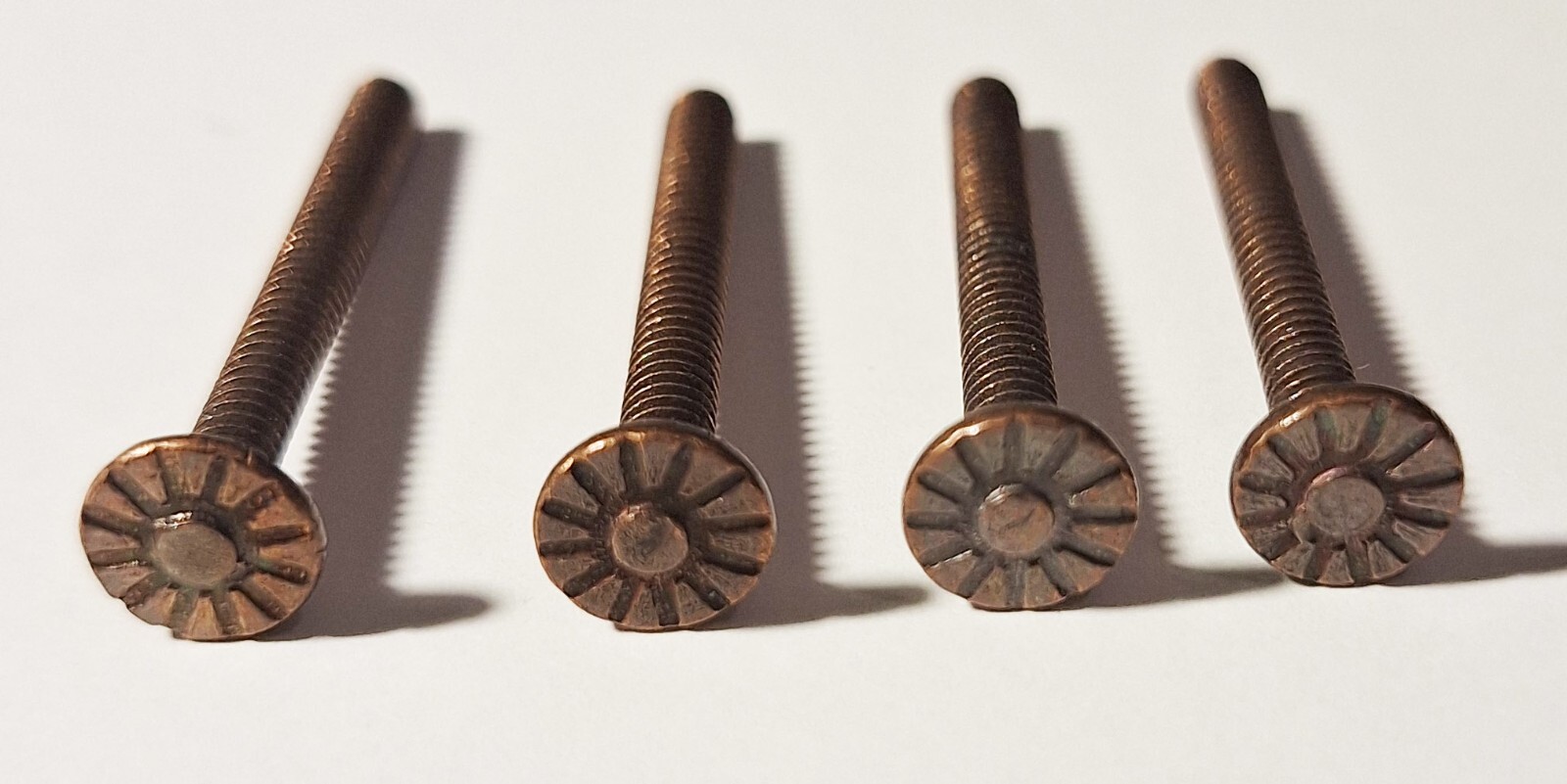 FOUR Decorative Floral Head Speaker Screws Bolts -Old Antique Vintage Tube Radio