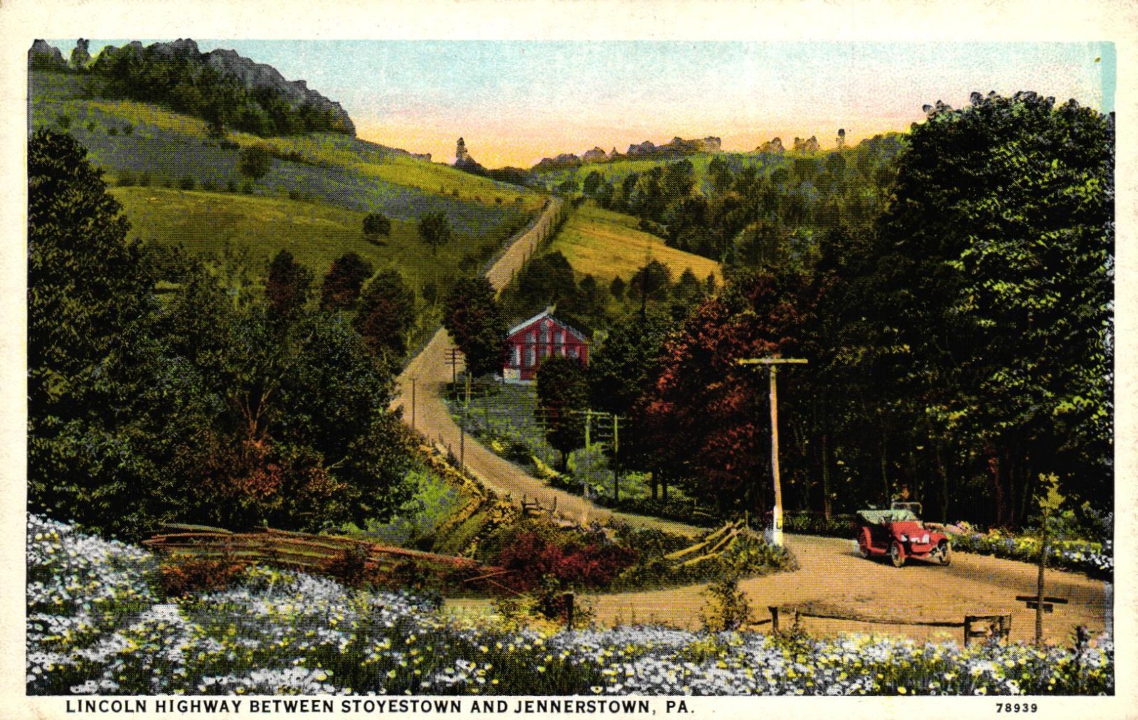 Lincoln Highway Pennsylvania - Auto & Red-White-Blue Marker Stoyestown