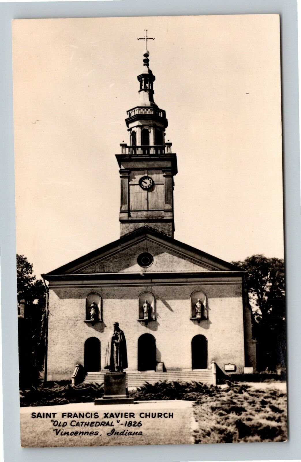 RPPC Vincennes IN, Saint Francis Xavier Church, Indiana Vintage Postcard