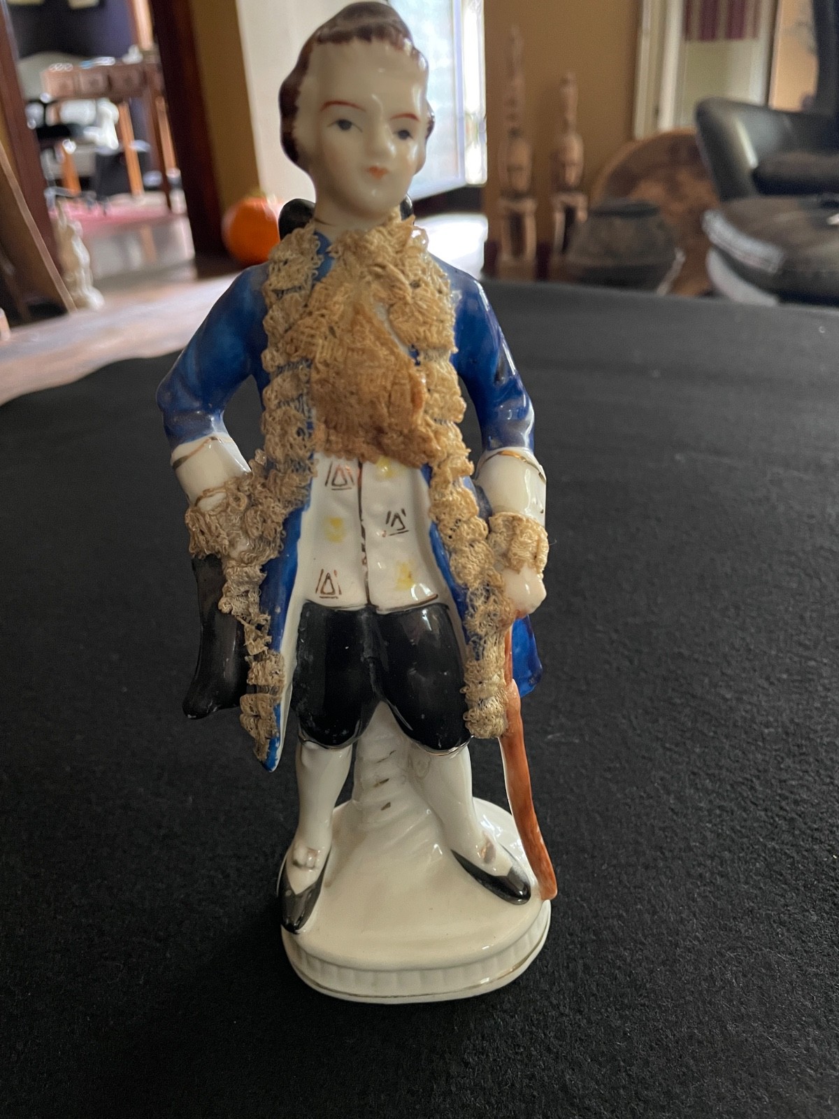 Vintage Colonial Gentleman Porcelain Figurine Rococo Style