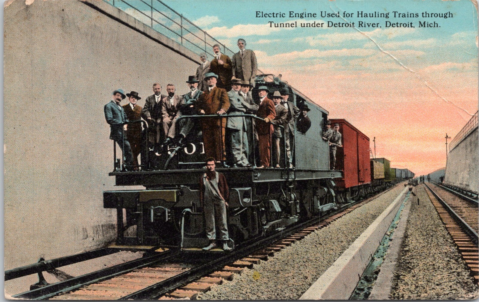 Dignitaries on Electric Engine, Detroit, Michigan - d/b Postcard - c1908-1910 Dignitaries on Electric Engine, Detroit, Michigan - d/b Postcard - c1908-1910
