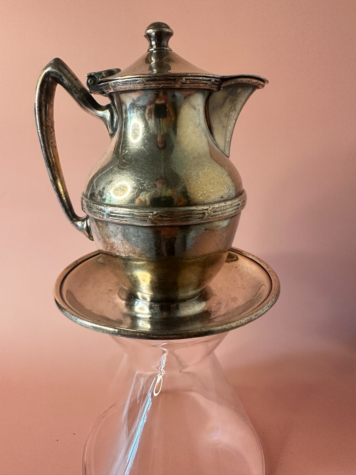 Vintage International Silver Co Silverplate Lidded Creamer Pitcher w Underplate