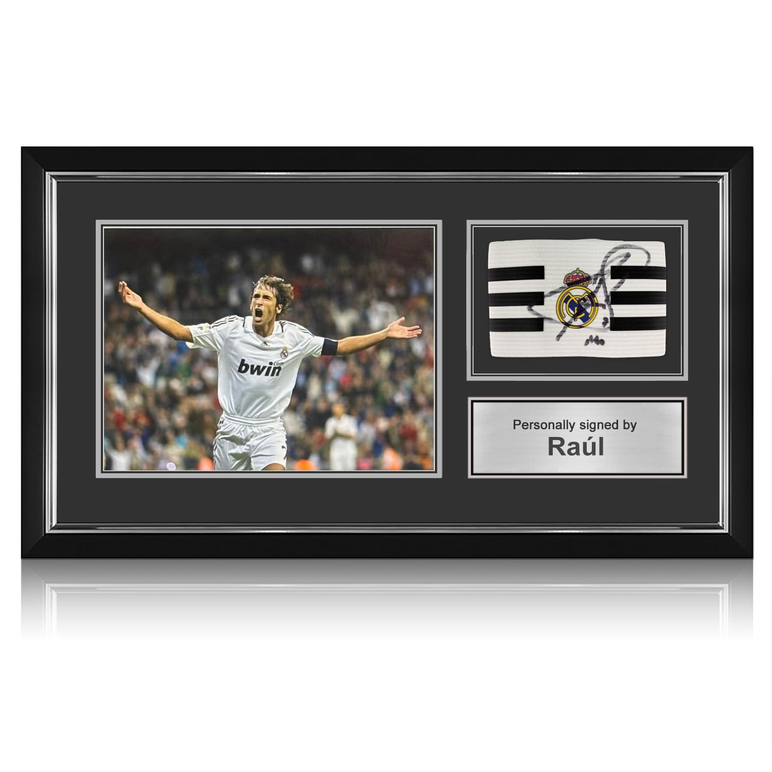 Raul Signed Real Madrid Captain\'s Armband. Framed