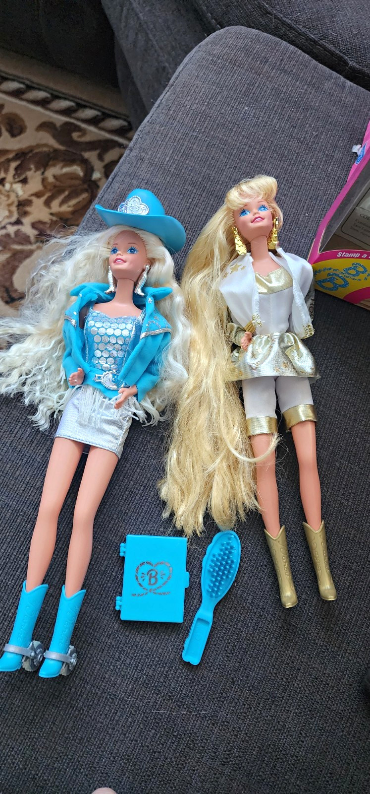 Barbie Western Stampin' & Hollywood Hair w/ Outfits, Accessories, Box