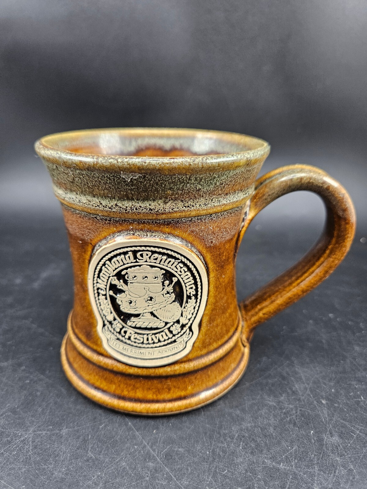 Maryland Renaissance Festival Mug Earth Tone Brown Honey Drip Glaze Pottery Maryland Renaissance Festival Mug Earth Tone Brown Honey Drip Glaze Pottery