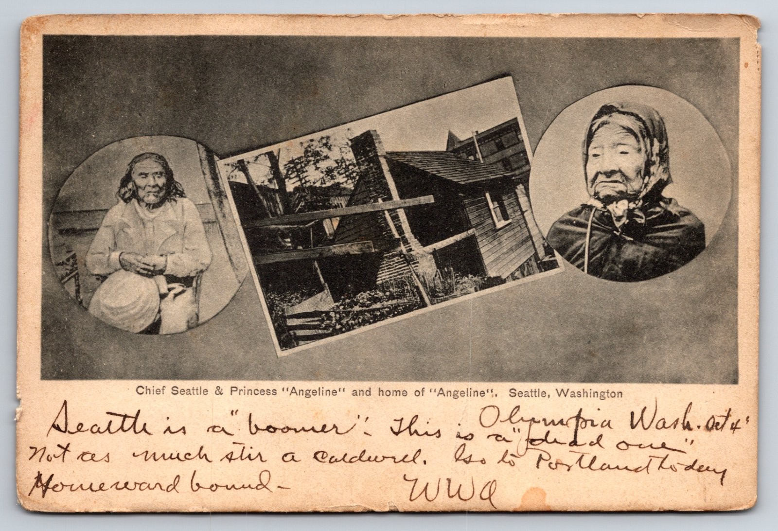Chief Seattle Princess Angeline Home Seattle Washington Postcard Chief Seattle Princess Angeline Home Seattle Washington Postcard