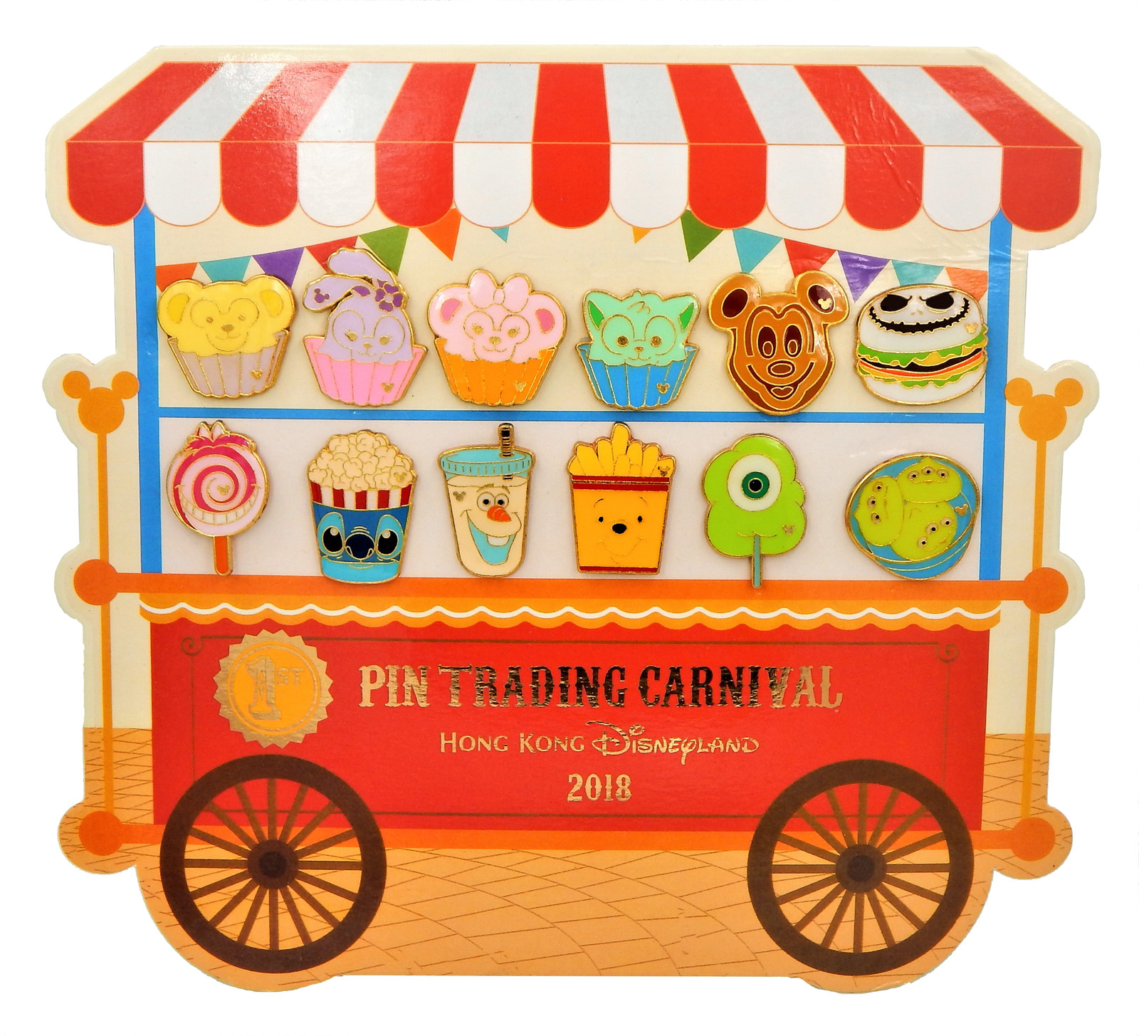 Disney Pins Carnival Food Collection Trading 12 Pin Set On Original Cardback New