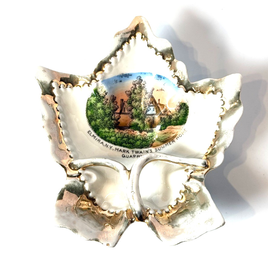 MARK TWAIN HOME - ELMIRA NY NEW YORK Souvenir ANTIQUE CHINA TRINKET DISH MARK TWAIN HOME - ELMIRA NY NEW YORK Souvenir ANTIQUE CHINA TRINKET DISH