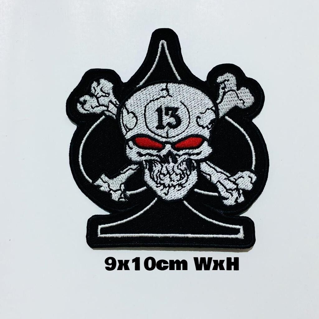 ACE of spades lucky number 13 Embroidered Patch Badge Iron/Sew On Transfer AB