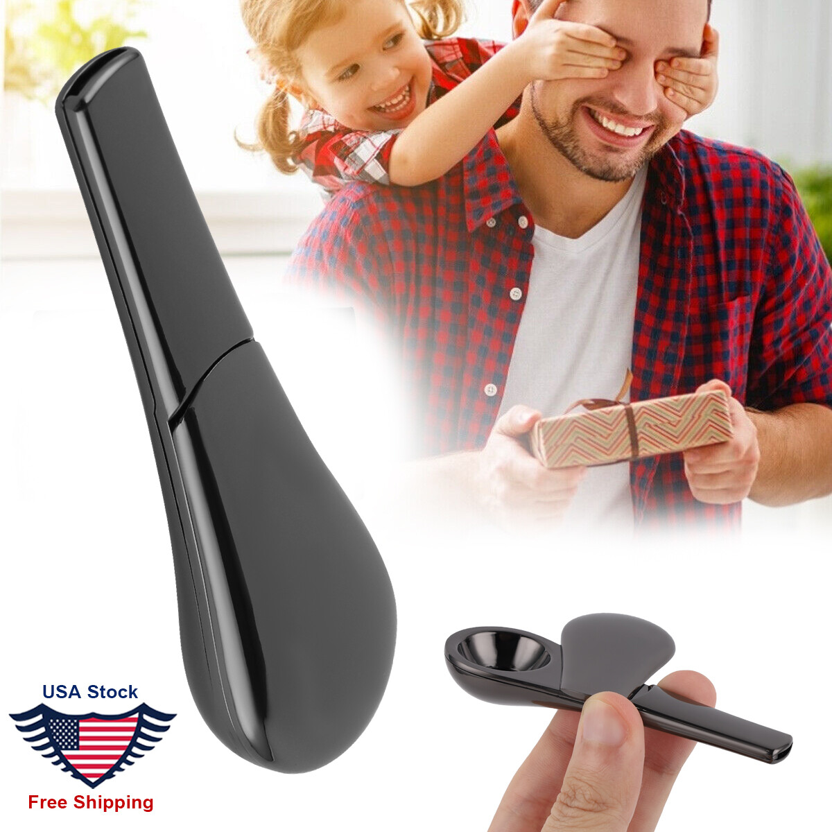 Portable Magnetic Metal Spoon Smoking Pipe Silver With Gift Box- FAST SHIP US