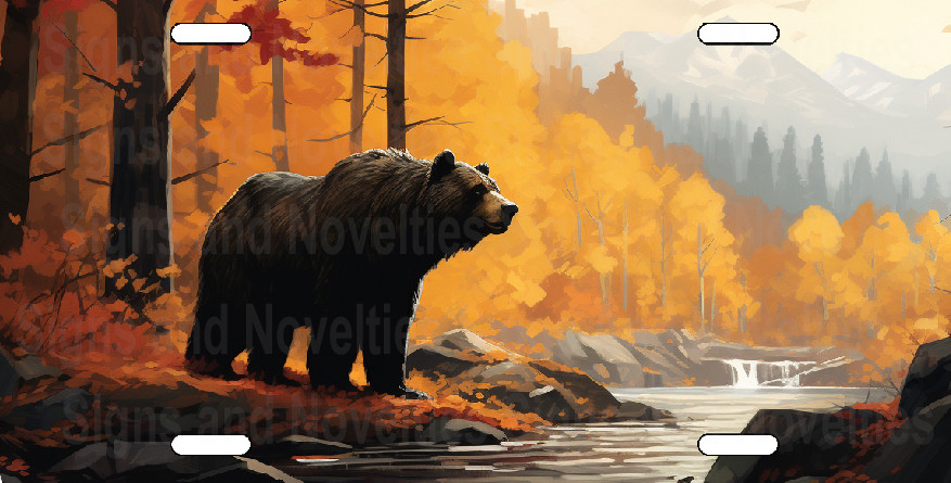 Bear License Plate Grizzly Black Personalized Custom Add your own Text