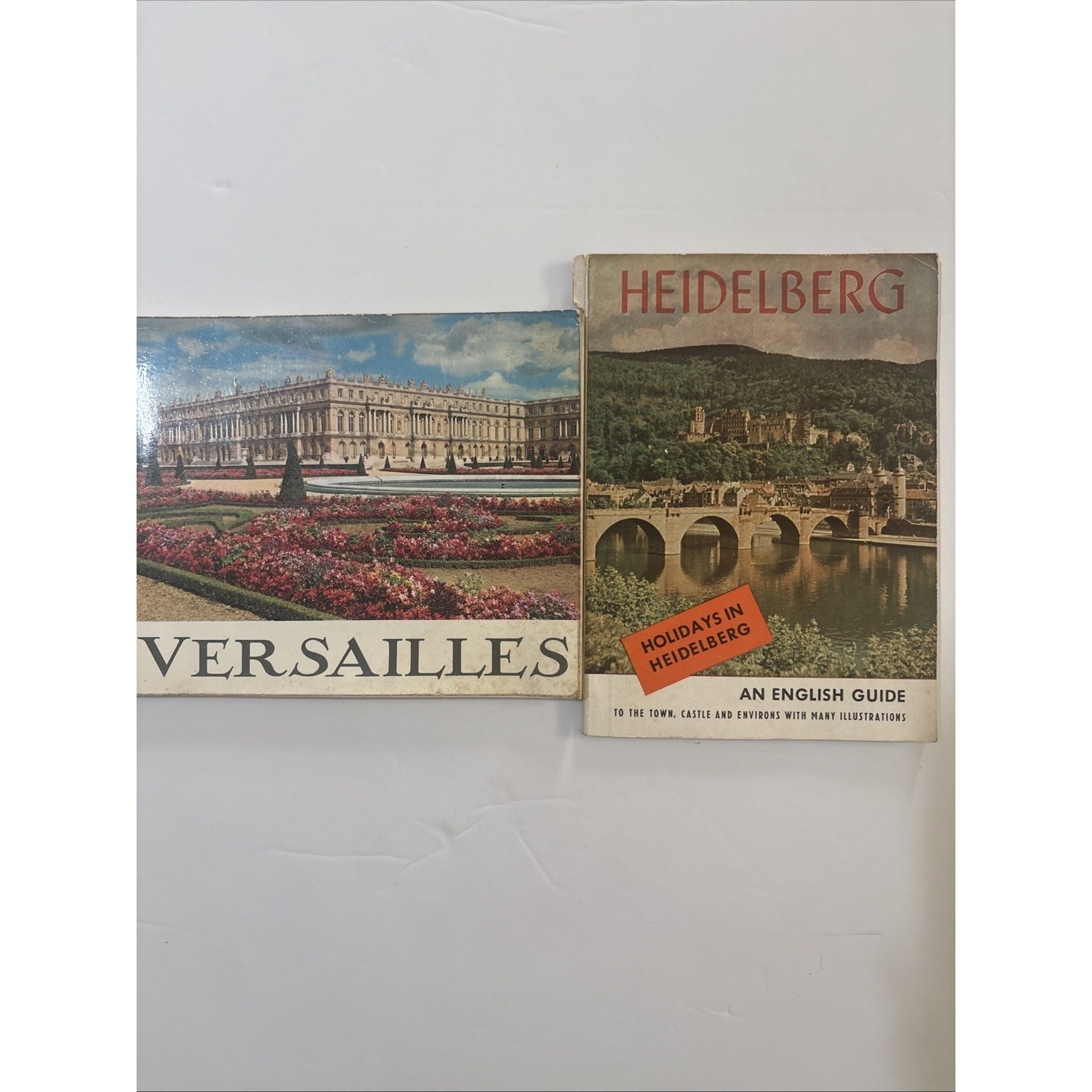 c1950s Holidays Heidelberg & Versailles English Guide Books Map Castle Travel