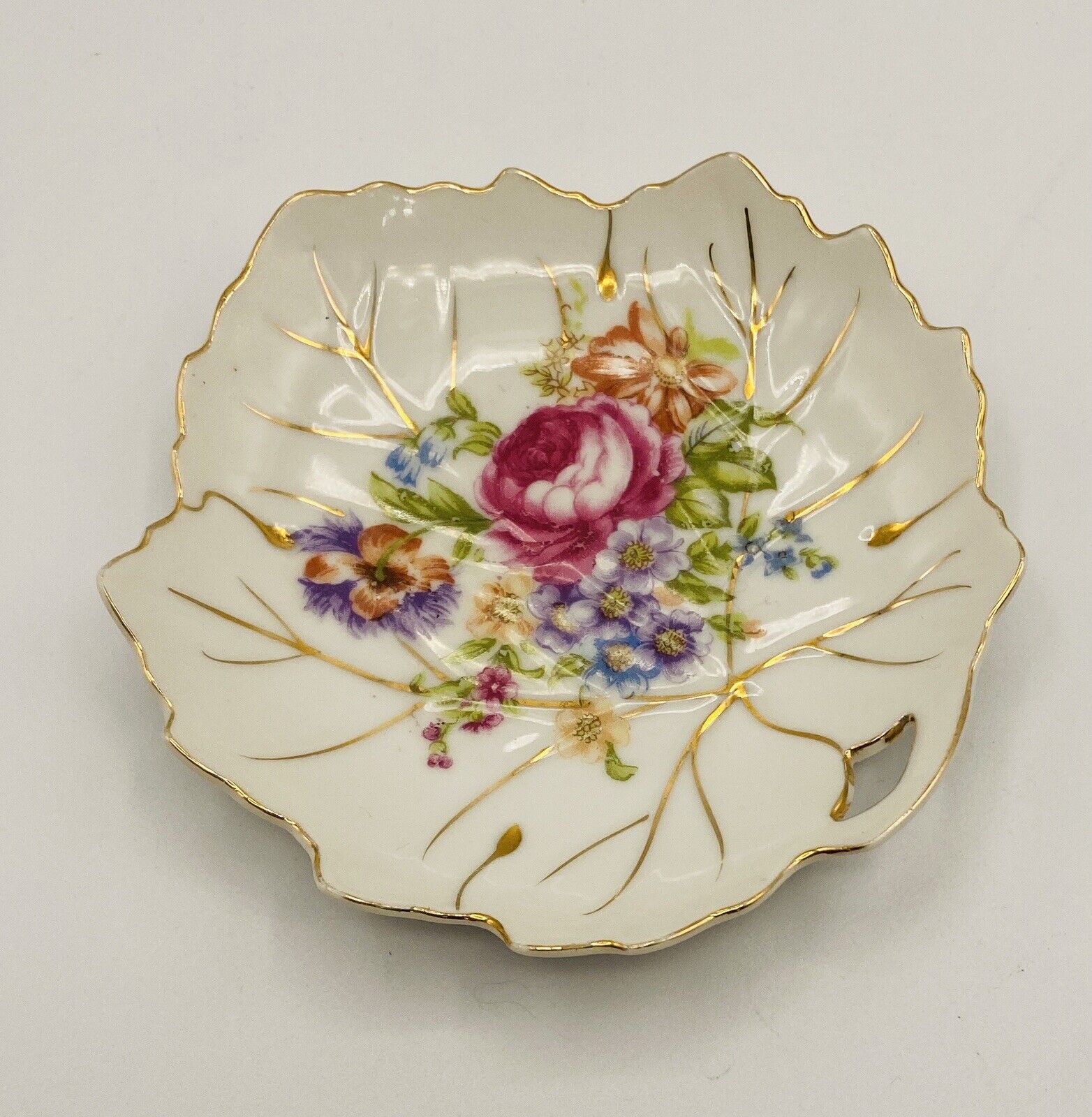 Vintage Nasco Floral Saucer Plate Trinket Jewelry Dish Japan 5