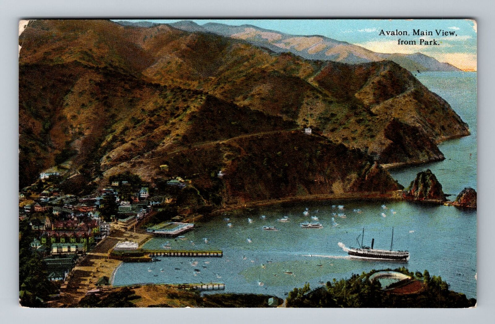Avalon CA-California, Aerial Scenic View Main View, c1921 Vintage Postcard