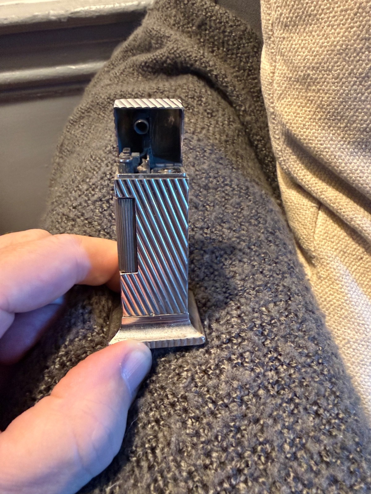 Vintage Mid-Century DUNHILL Silver Plate Rollalite Table Lighter ENGLAND VG+