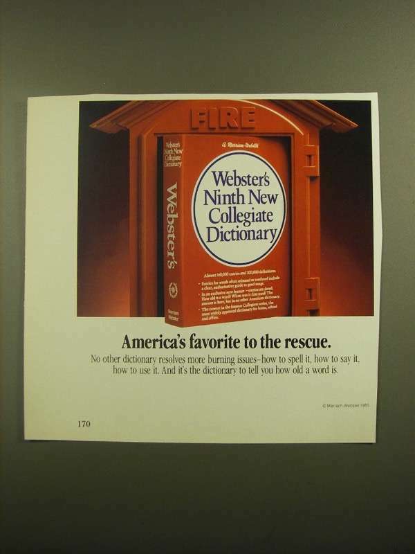 1988 Merriam-Webster Webster\'s Ninth new Collegiate Dictionary Ad - Rescue