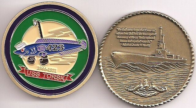USS TORSK SS-423 NAVY SUBMARINE BRONZE CHALLENGE COIN