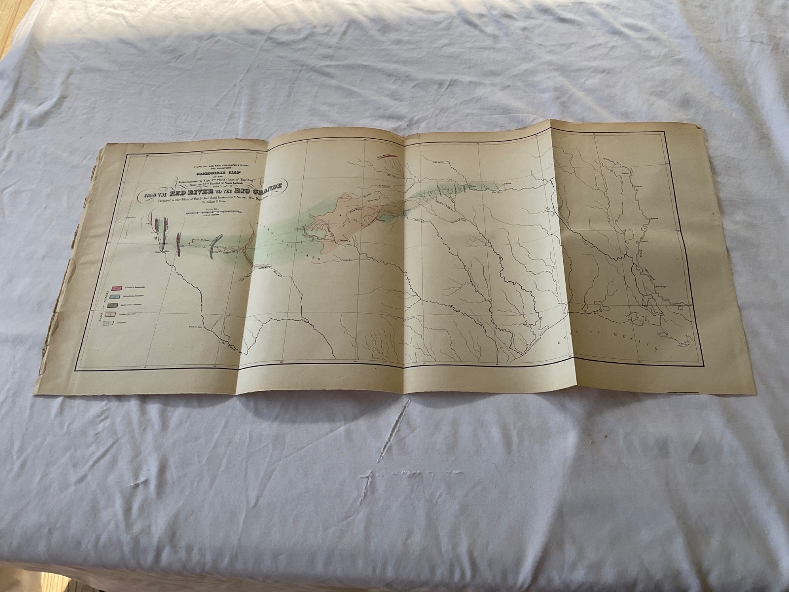 US PACIFIC RAILROAD GEOLOGY SECTION MAP RED RIVER 1854 2 MAPS CAPT J POPE US PACIFIC RAILROAD GEOLOGY SECTION MAP RED RIVER 1854 2 MAPS CAPT J POPE