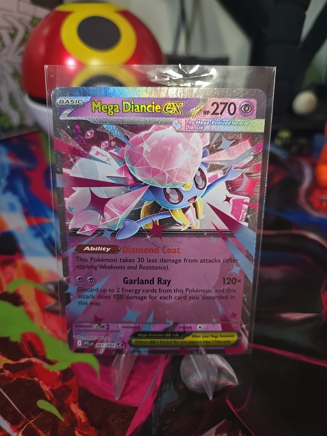 Mega Diancie EX 041/094 Me02: Phantasmal Flames Holo NM Double Rare Pokemon