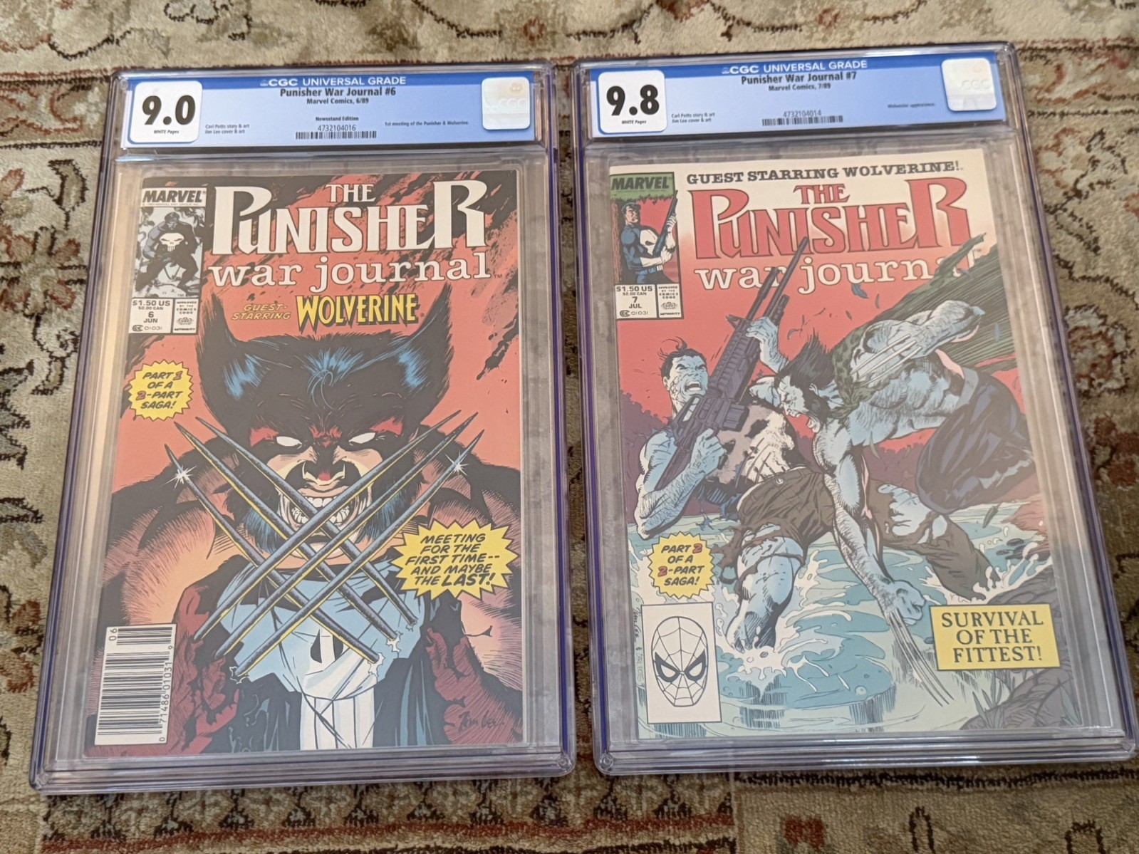 PUNISHER WAR JOURNAL Set #6 #7 CGC 9.8 WHITE PAGES 1989 vs. WOLVERINE Jim Lee PUNISHER WAR JOURNAL Set #6 #7 CGC 9.8 WHITE PAGES 1989 vs. WOLVERINE Jim Lee