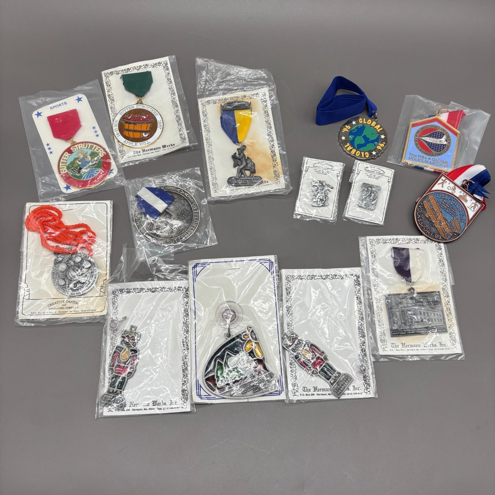 Vintage Volksmarch Medals Lot USAF Global Volkssport Pins Suncatchers AVA IVV
